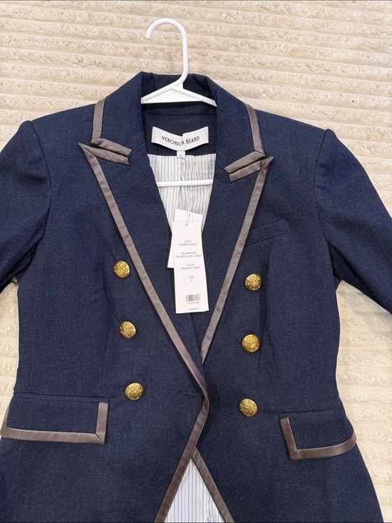 Veronica Beard Jackets & Blazers - Veronica Beard Navy Blazer with Gold Buttons and Brown Trim